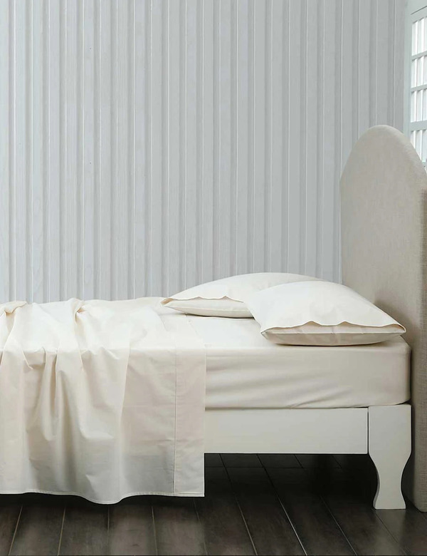  Mm Linen Pure Cotton 200 Thread Count Fitted Sheet Set Ivory 