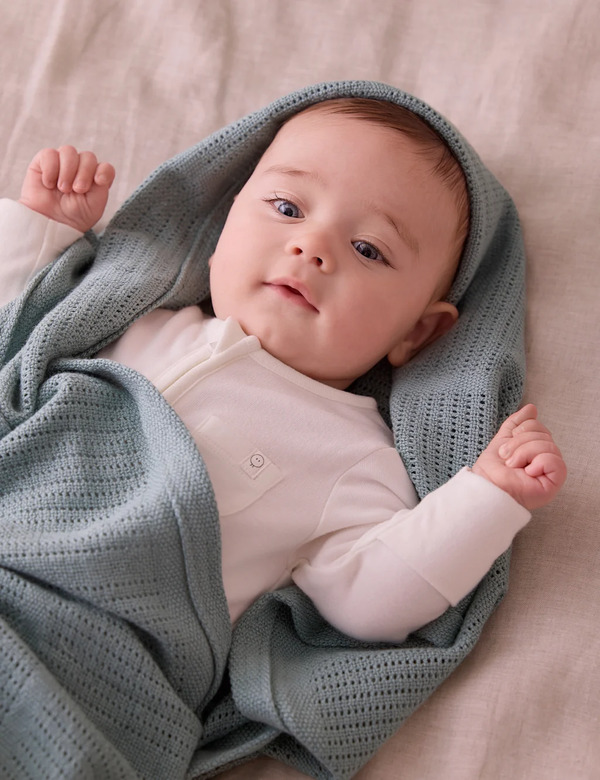  Mori Cotton Blend Cellular Blanket Dark Blue 