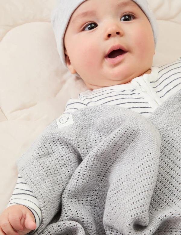  Mori Cotton Blend Cellular Blanket Grey 