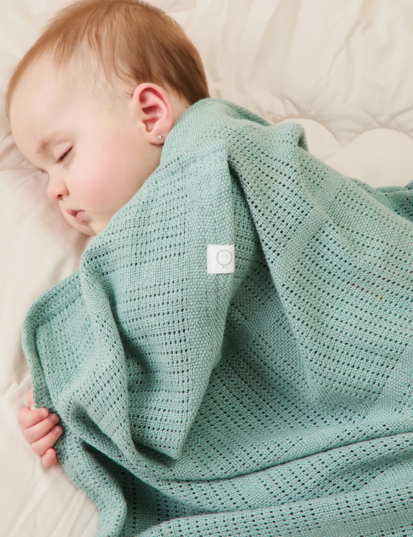 Mori Cotton Blend Cellular Blanket Light Green 