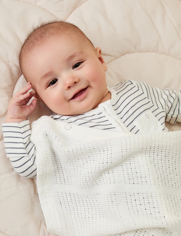  Mori Cotton Blend Cellular Blanket White 