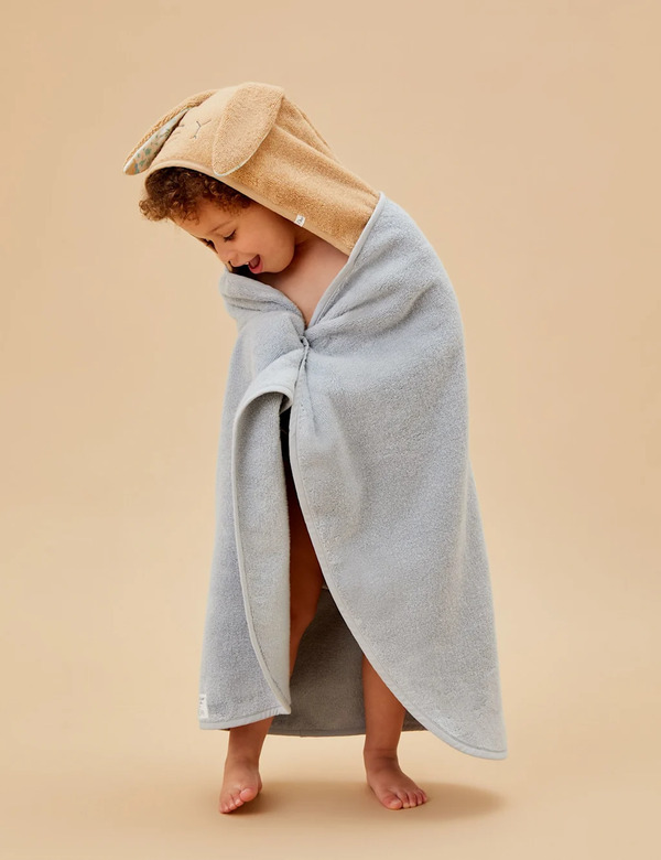  Mori Pure Cotton Peter Rabbit Hooded Towel Blue Mix 
