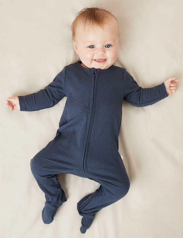  Mori Zip Sleepsuit (0-24 Mths) Navy 