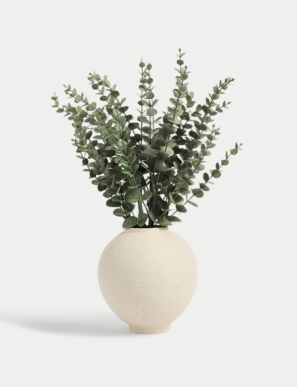  Moss & Sweetpea Artificial Eucalyptus In Concrete Pot Green 