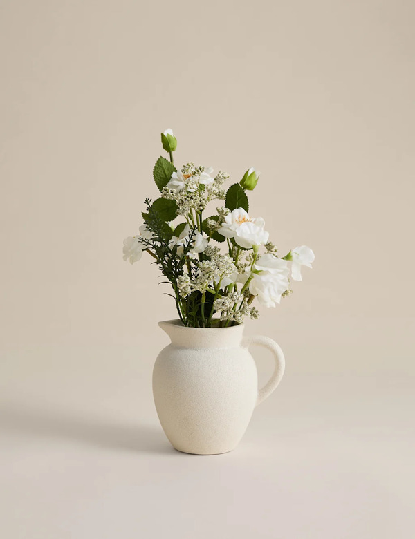  M&s Artificial Floral Arrangement In Ceramic Jug Neutral 