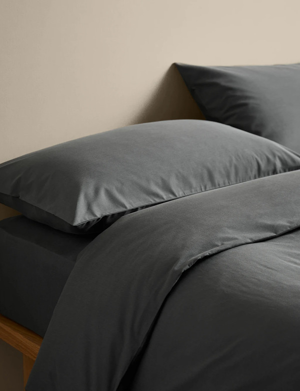  M&s Body Sensor™ Pure Cotton Bedding Set Charcoal 