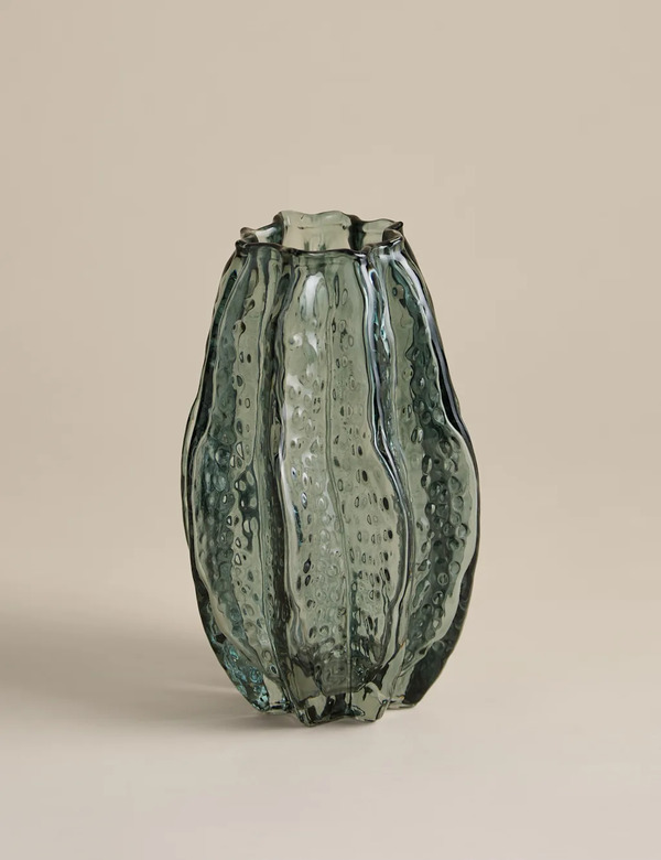  M&s Bright Colour Glass Vase Light Blue 