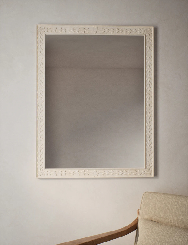  M&s Carved Wooden Large Rectangular Wall Mirror Natural 