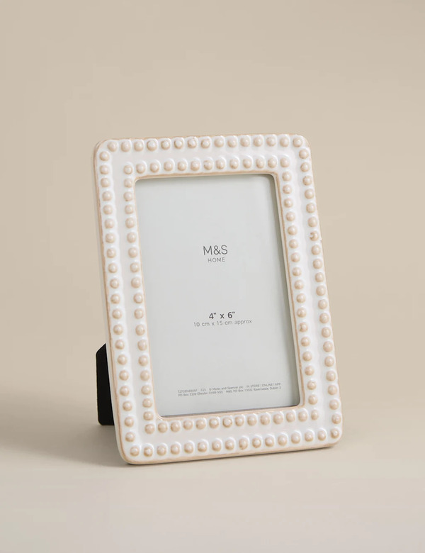 M&s Ceramic Bobble Photo Frame 4x6 Inch Cream 