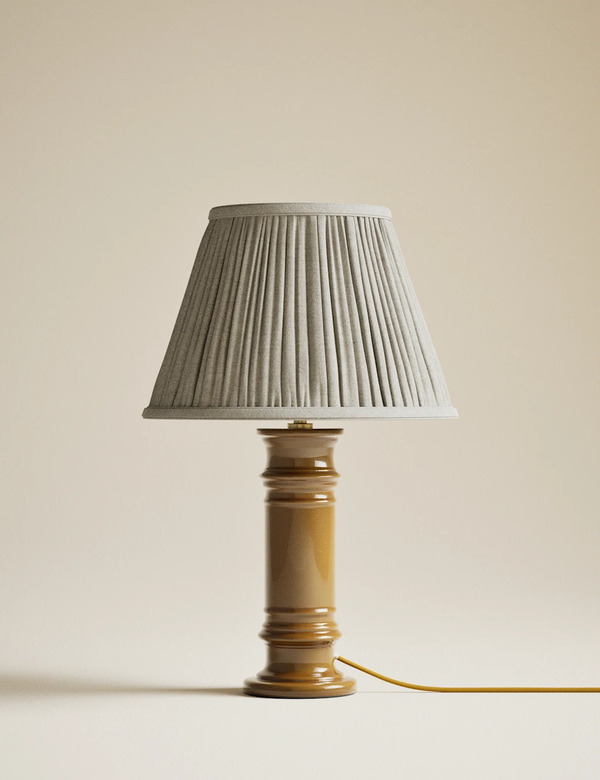  M&s Ceramic Column Frill Shade Table Lamp Ochre 
