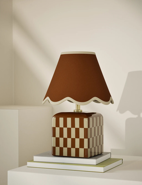  M&s Checkerboard Table Lamp Rust 