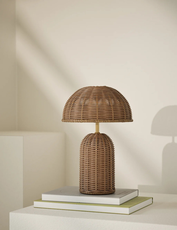  M&s Colby Rechargeable Rattan Table Lamp Natural 