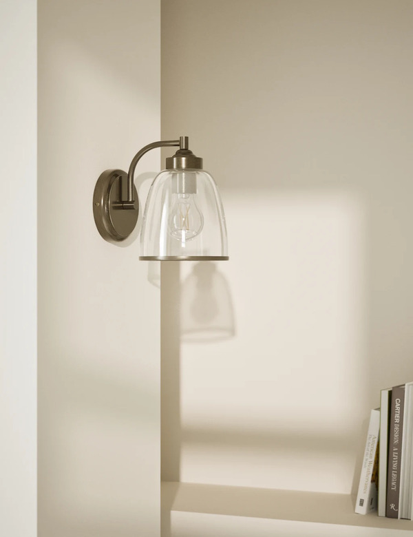 M&s Core Glass Wall Light Antique Brass 