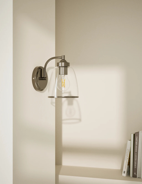  M&s Core Glass Wall Light Silver 