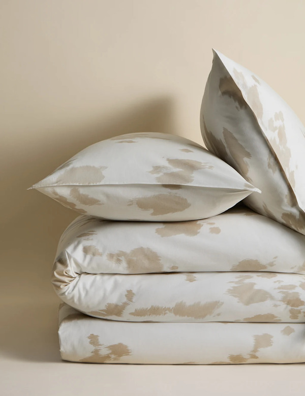  M&s Cotton Rich Cow Print Bedding Set Natural Mix 