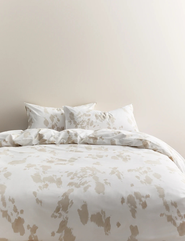  M&s Cotton Rich Cow Print Bedding Set Natural Mix 