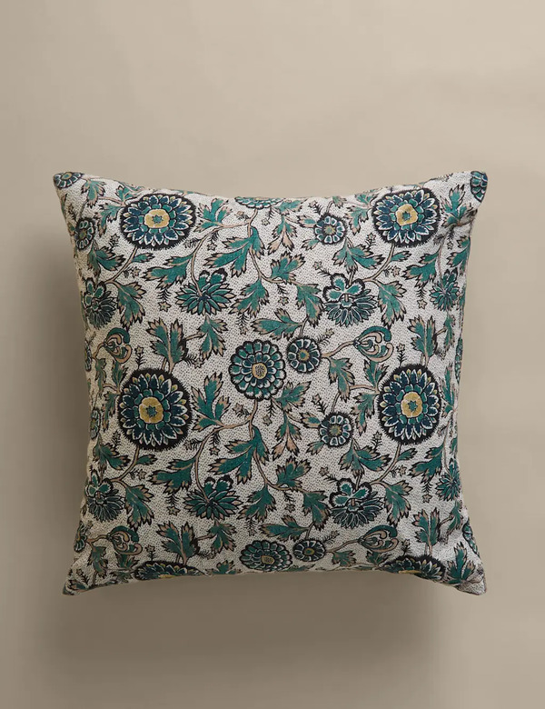  M&s Cotton Rich Floral Cushion Blue Mix 