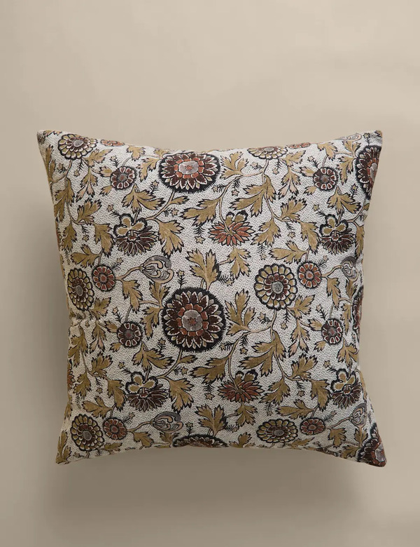  M&s Cotton Rich Floral Cushion Natural Mix 