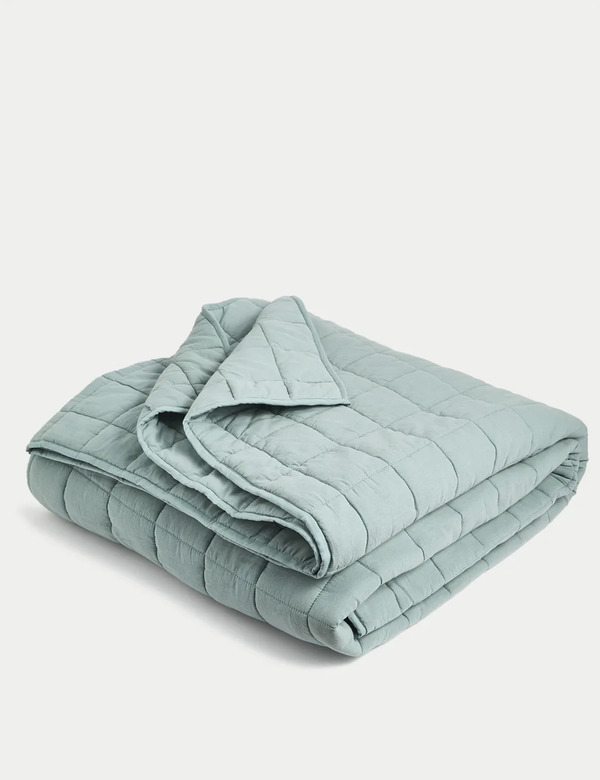  M&s Cotton Rich Quilted Throw Sage 