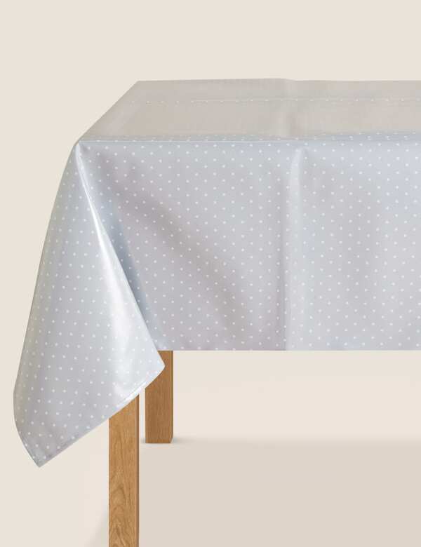  M&s Dotted Wipe Clean Tablecloth Grey Mix 