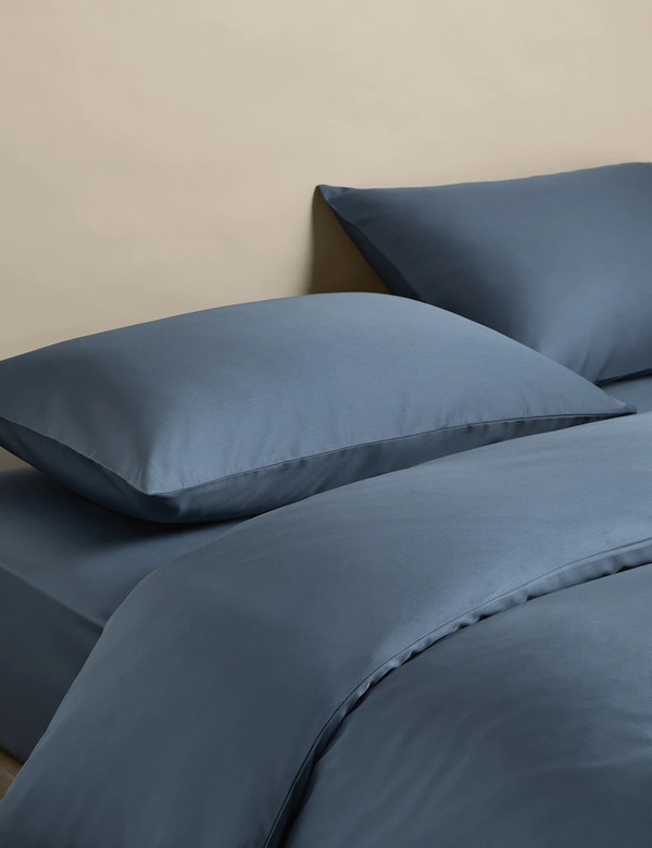  M&s Egyptian Cotton 400 Thread Count Silky Bedding Set Slate Blue 