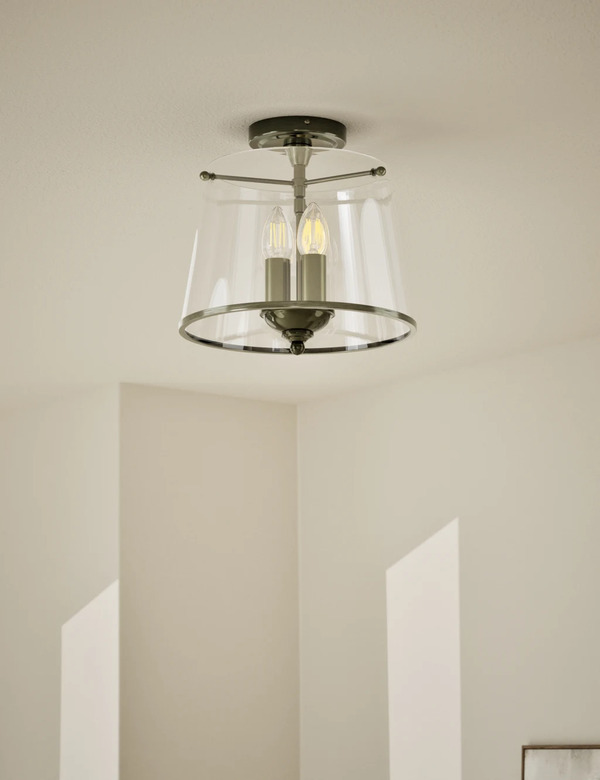  M&s Elisabeth Glass Flush Ceiling Light Antique Brass 