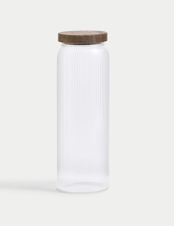  M&s Extra Large Ribbed Glass Storage Jar 