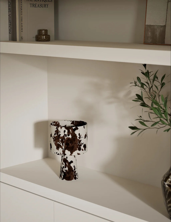  M&s Fabric Cow Print Table Lamp Multi 