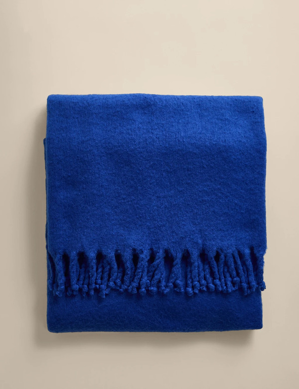  M&s Faux Mohair Throw Bright Blue 