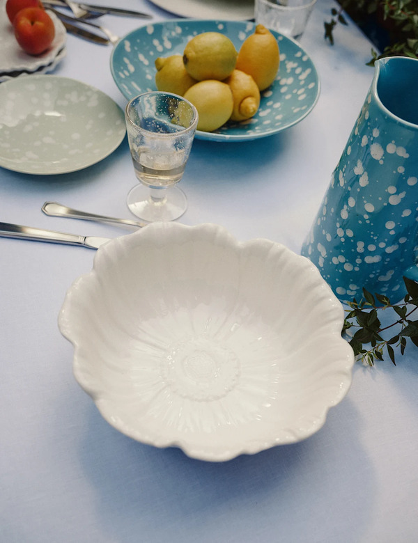  M&s Floral Serving Bowl White 