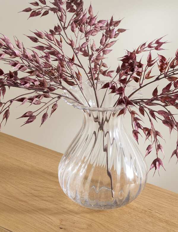  M&s Fluted Glass Bouquet Vase Clear 