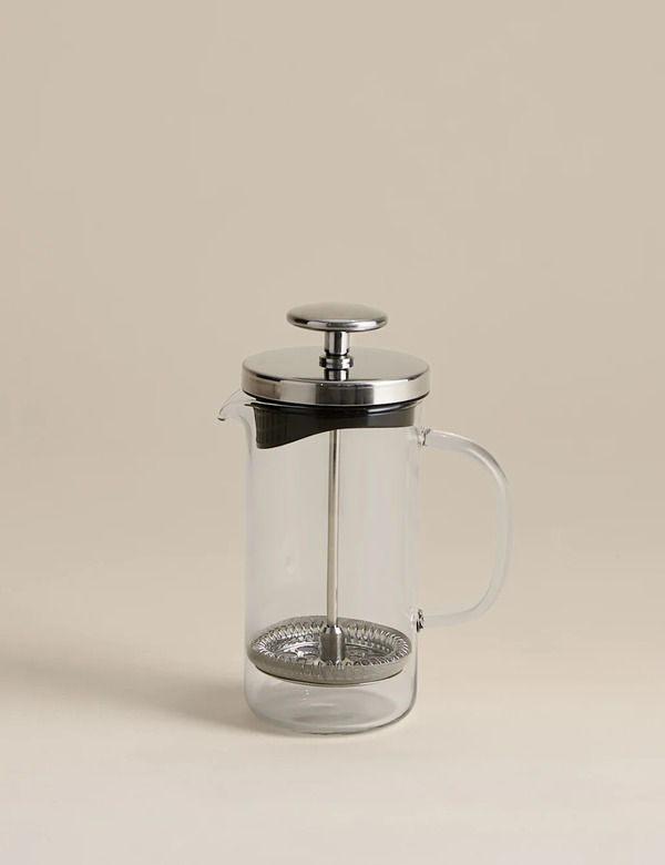  M&s Glass 3 Cup Cafetiere Silver 
