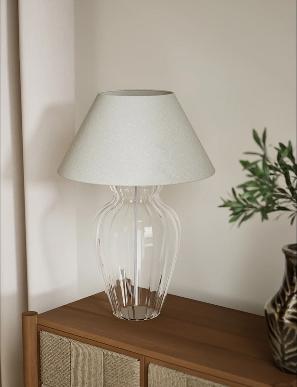  M&s Glass Fluted Table Lamp Clear 