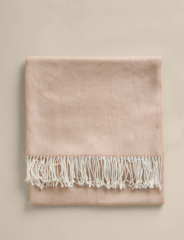  M&s Herringbone Throw Neutral 