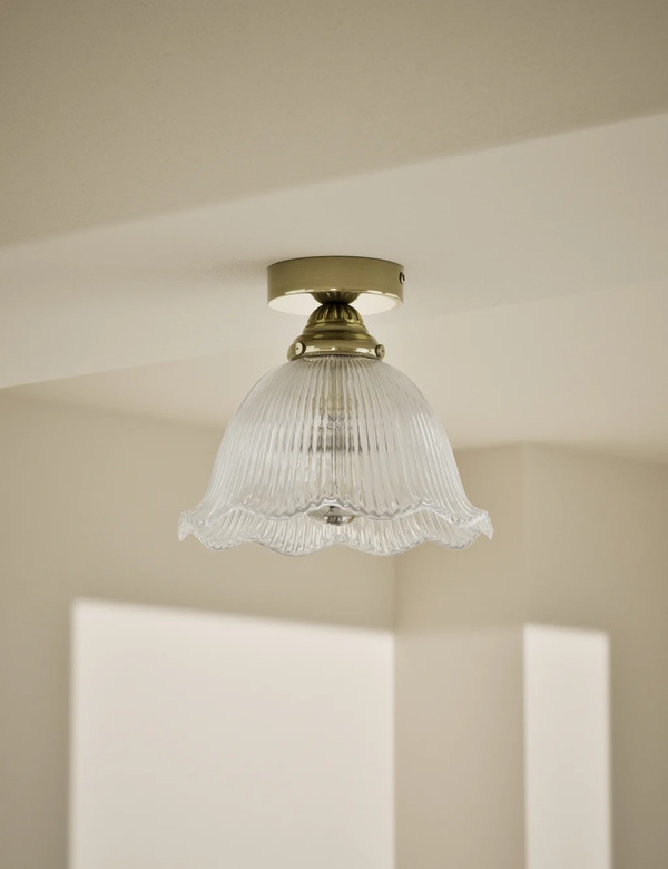  M&s Josephine Glass Flush Ceiling Light Antique Brass 