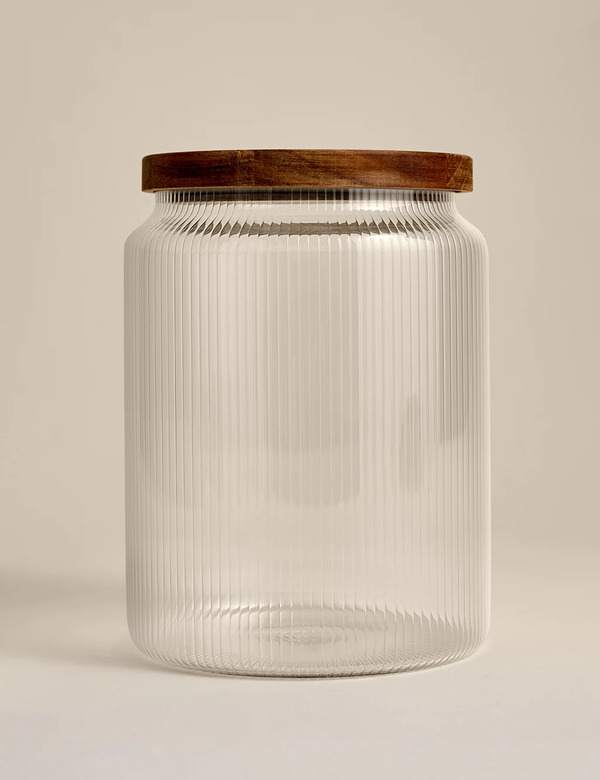  M&s Large Ribbed Glass Cookie Jar Clear 