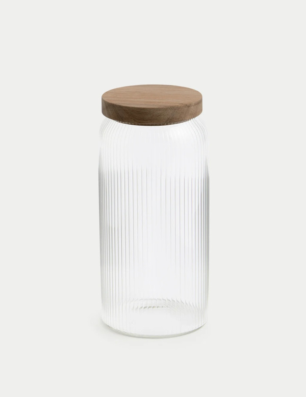  M&s Large Ribbed Glass Storage Jar 