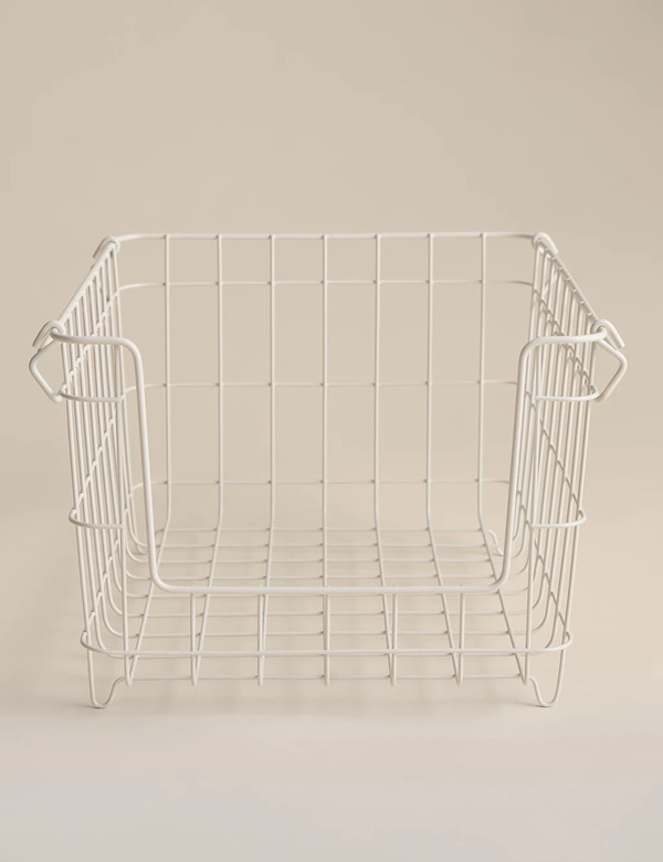  M&s Large Stackable Wire Storage Basket Cream 