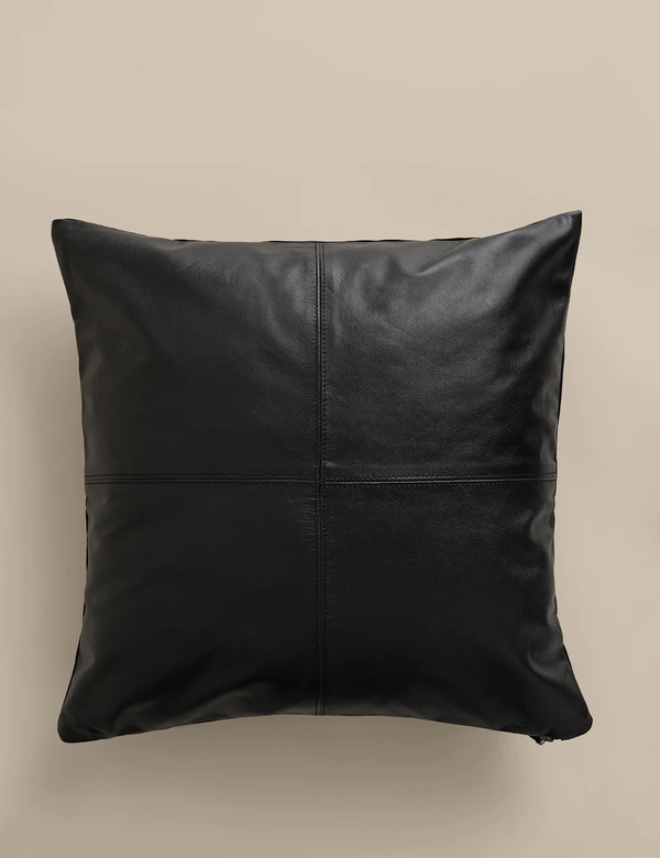  M&s Leather Panel Cushion Black 