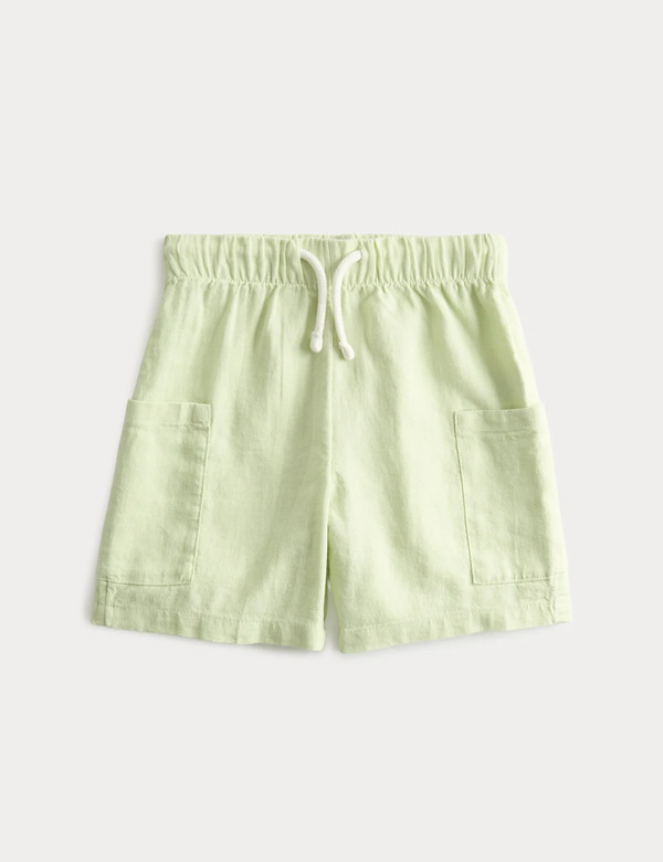  M&s Linen Blend Cargo Shorts (2-8 Yrs) Green 
