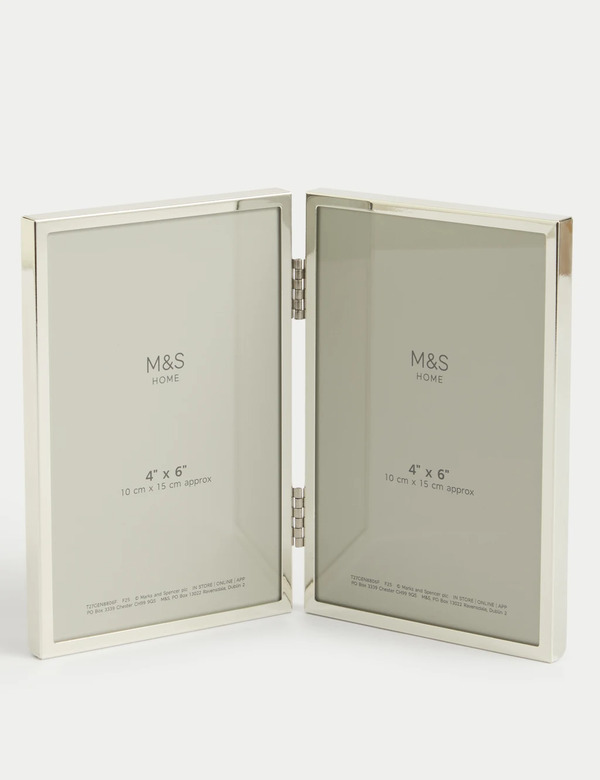  M&s Metal Double Photo Frame 4x6 Inch Silver 