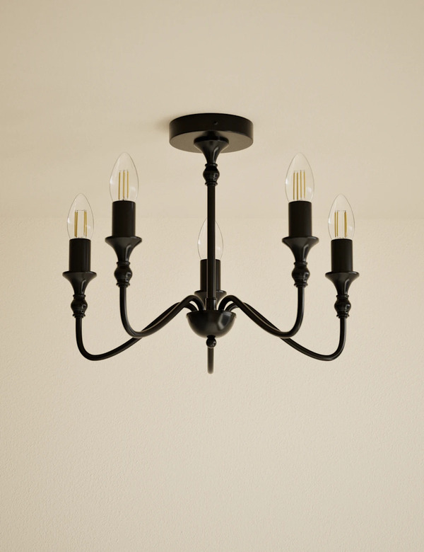  M&s Metal 5 Light Flush Chandelier Black 