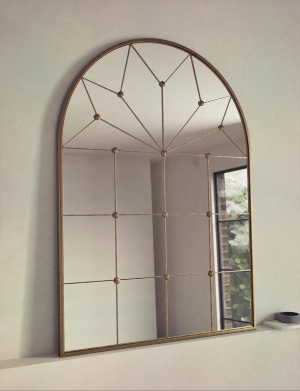  M&s Metal Medium Arch Wall Mirror Gold 