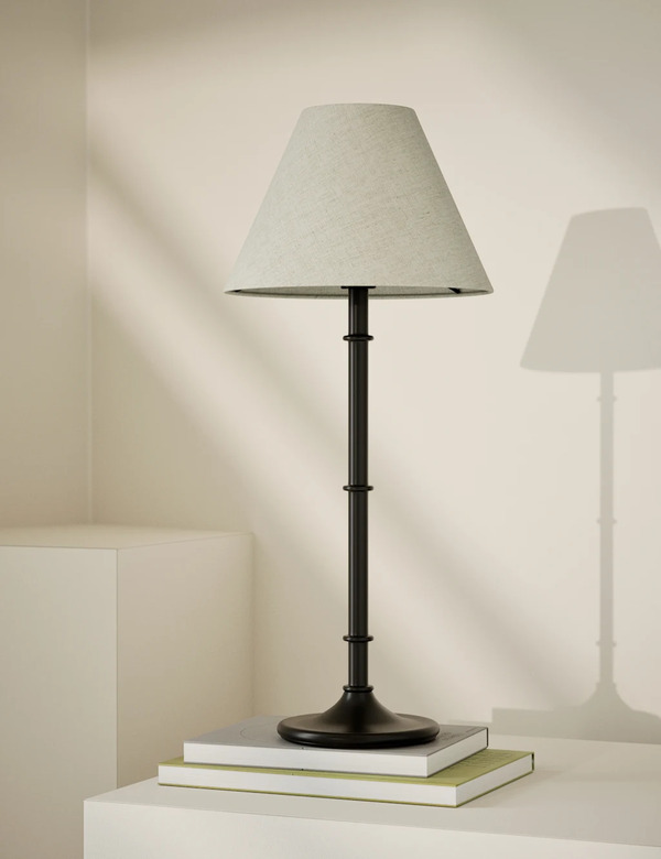  M&s Metal Ribbed Table Lamp Black 
