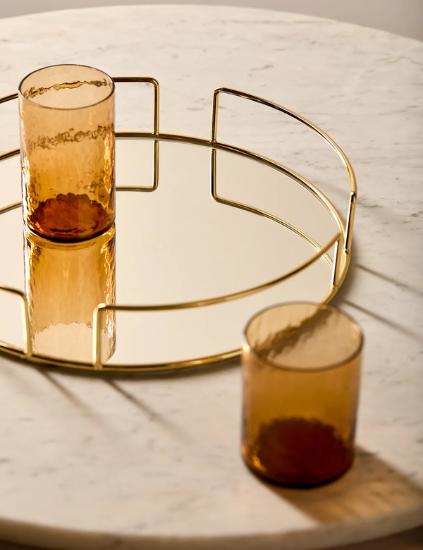  M&s Mirrored Round Tray Gold 