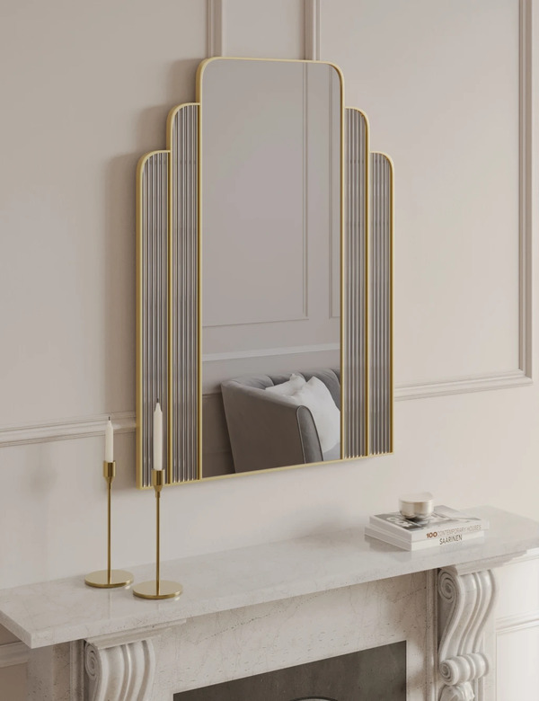  M&s Monroe Rectangular Wall Mirror Antique Brass 