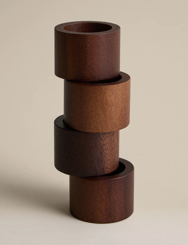  M&s 4 Pack Acacia Wood Napkin Rings Natural 