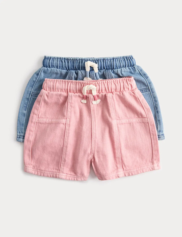  M&s 2 Pack Denim Shorts (0-5 Yrs) Multi 
