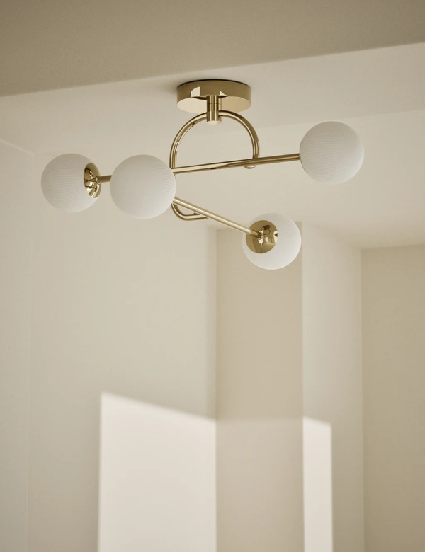  M&s Parker Flush Ceiling Light Antique Brass 