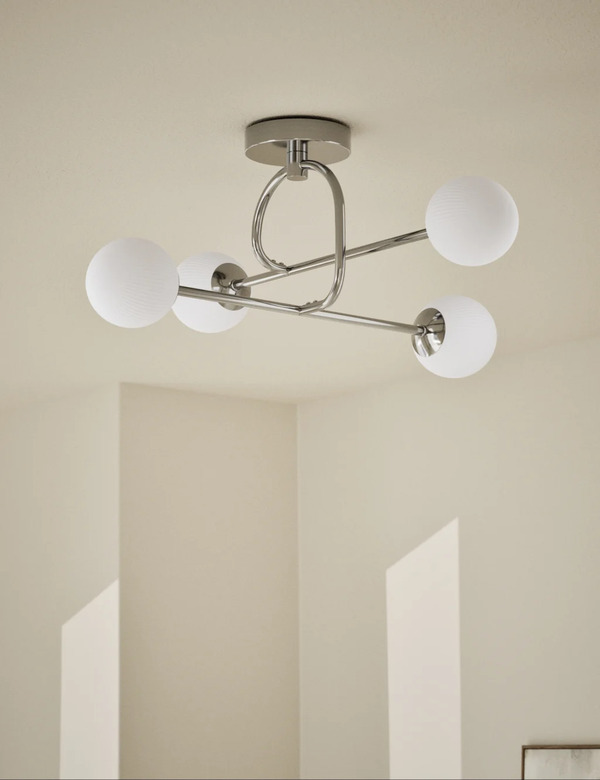  M&s Parker Flush Ceiling Light Silver 